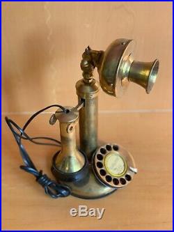 Vintage GEC Candlestick Heavy Brass Telephone Modern Wired NOS Reproduction