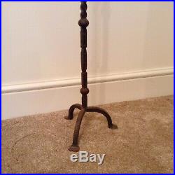 Vintage Gothic Wrought Iron Candle Holder Reclaimed Floor Standing Industrial