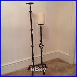 Vintage Gothic Wrought Iron Candle Holder Reclaimed Floor Standing Industrial
