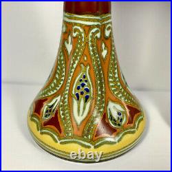 Vintage Gouda Holland Pottery Beautiful Pair Candlesticks