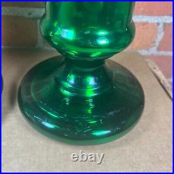 Vintage Green Mercury Glass Candlesticks 12.5 Tall Brass Bottom