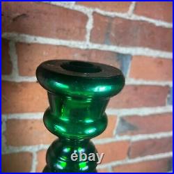 Vintage Green Mercury Glass Candlesticks 12.5 Tall Brass Bottom