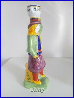 Vintage HB Henriot Quimper Figural Candlestick 7 3/4