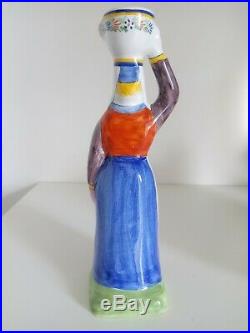 Vintage HB Henriot Quimper Figural Candlestick 7 3/4