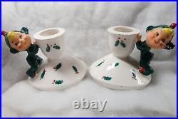 Vintage HOLT HOWARD Japan Christmas Elf CANDLE HOLDERS