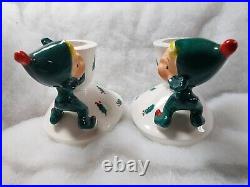 Vintage HOLT HOWARD Japan Christmas Elf CANDLE HOLDERS