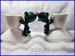 Vintage HOLT HOWARD Japan Christmas Elf CANDLE HOLDERS