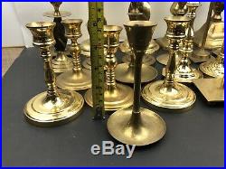 Vintage HUGE Mixed Lot 27 Solid BRASS Candlestick Holders Party Weddings Event