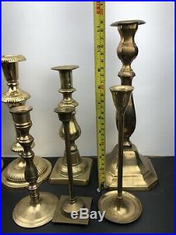 Vintage HUGE Mixed Lot 27 Solid BRASS Candlestick Holders Party Weddings Event