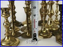 Vintage HUGE Mixed Lot 32 Solid BRASS Candlestick Holders Party Weddings Event A