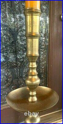 Vintage HUGE SOLID BRASS CANDLESTICK HOLDER (49 T) LAMP antique CHURCH SERVICE