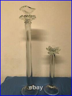 Vintage Hand Blown Glass Murano Art Glass Style Candleholders/Candle Sticks Set