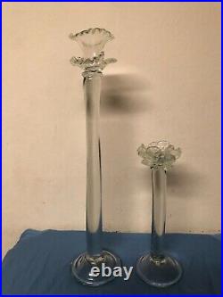 Vintage Hand Blown Glass Murano Art Glass Style Candleholders/Candle Sticks Set