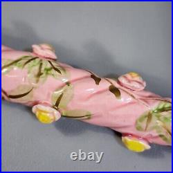 Vintage Hand Painted Candle Sticks Japan Porcelain Candle Flower Design Pink 10