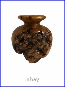 Vintage Handmade Natural Burl Wood Candle Holder