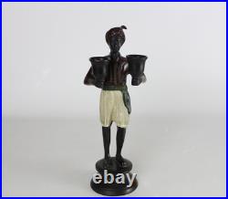 Vintage Heavy Blackamoor Nubian Servant Figurine Double Candlestick Holder Rare