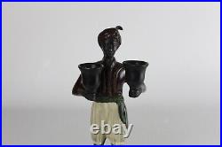 Vintage Heavy Blackamoor Nubian Servant Figurine Double Candlestick Holder Rare