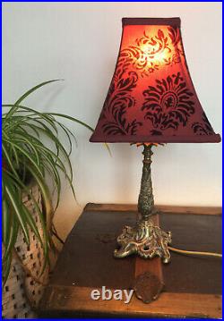 Vintage Heavy cast solid brass ornate Art Nouveau candle stick light Table Lamp