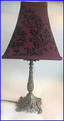 Vintage Heavy cast solid brass ornate Art Nouveau candle stick light Table Lamp