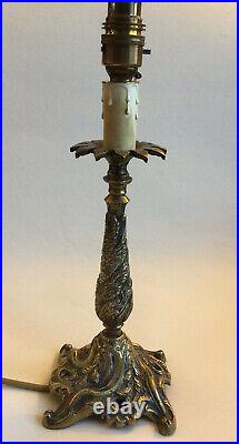 Vintage Heavy cast solid brass ornate Art Nouveau candle stick light Table Lamp