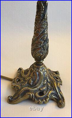 Vintage Heavy cast solid brass ornate Art Nouveau candle stick light Table Lamp