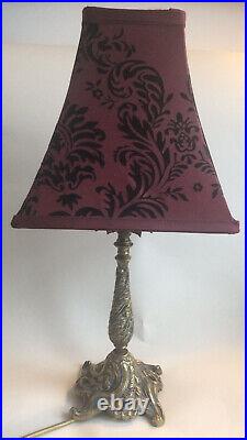 Vintage Heavy cast solid brass ornate Art Nouveau candle stick light Table Lamp