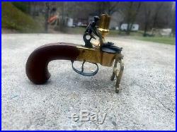 Vintage Henry Knock Design Flintlock Pistol Tinder Lighter Candlestick Italy