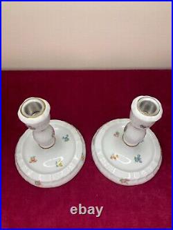 Vintage Herend China Printemps Candle Holder Sticks Hungary Hand Painted 7915