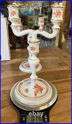 Vintage Herend Porcelain 1 or 2 stick Chinese Bouquet Orange Candelabra #7916
