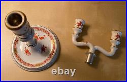 Vintage Herend Porcelain 1 or 2-stick Orange Pattern Candelabra, Made in Hungary