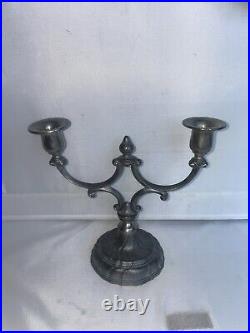 Vintage Irish Pewter Mullingar Pewter Candelabra Rare Candle Holder Vintage