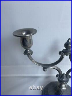 Vintage Irish Pewter Mullingar Pewter Candelabra Rare Candle Holder Vintage