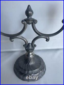 Vintage Irish Pewter Mullingar Pewter Candelabra Rare Candle Holder Vintage