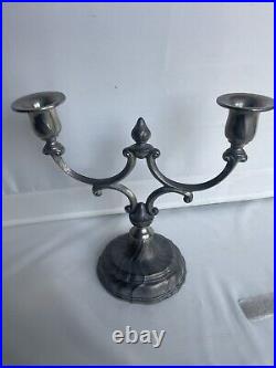 Vintage Irish Pewter Mullingar Pewter Candelabra Rare Candle Holder Vintage