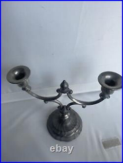 Vintage Irish Pewter Mullingar Pewter Candelabra Rare Candle Holder Vintage