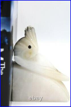 Vintage Italian Alabaster Cockatoo Parrot Bookends a Pair