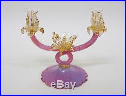 Vintage Italian Murano Art Glass Double Candle Holder Candlestick