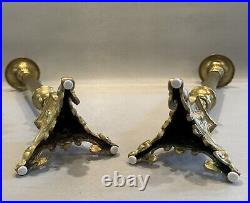 Vintage Italian Style Renaissance Revival Brass Candlesticks
