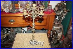 Vintage Jerusalem Brass Metal Candlestick Holder Large Holds 5 Candles Victorian