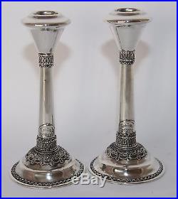 Vintage Judaica Rare Bezalel Sterling Candlesticks Yemenite Filigree #ju-202