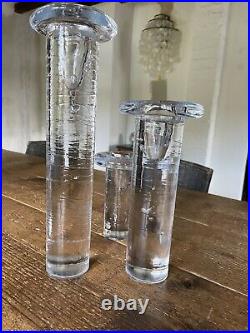 Vintage KOSTA BODA Glass Candlesticks X 3 By Kjell Engman Made In Sweden