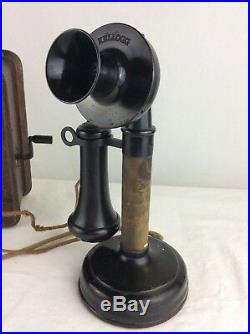 Vintage Kellogg Candlestick Telephone With Ringer Box Switchboard Antique Clean