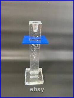 Vintage Kosta Boda Sweden Crystal Ice Pillar Tower Candlestick Holder, 12 1/2 T