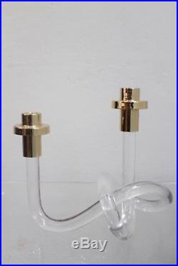 Vintage LUCITE double Candlestick Candle Holder Dorothy Thorpe, set of 2