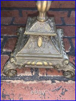 Vintage Large Ornate Brass Candelabra 4 Arm 5 Candle Candlestick Holder 17.5