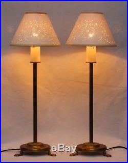 Vintage Laura Ashley Brass Candlestick Boudoir Lamps With Original Shade England