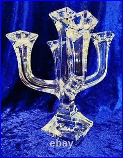 Vintage Lead Crystal Candelabra 5 Light Arm Stem Candelabrum Table Centre Piece