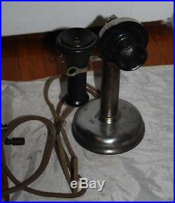 Vintage Leich ELectrical Company Chrome Candlestick Telephone With Box