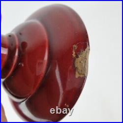 Vintage Linthorpe Pottery Candlestick 1927 Red Glaze 22.5cm Restored