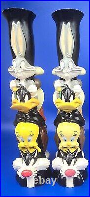 Vintage Looney Tunes Totem Candlestick Holders 1995 Warner Bros Stor Set of 2